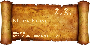 Klinko Kinga névjegykártya